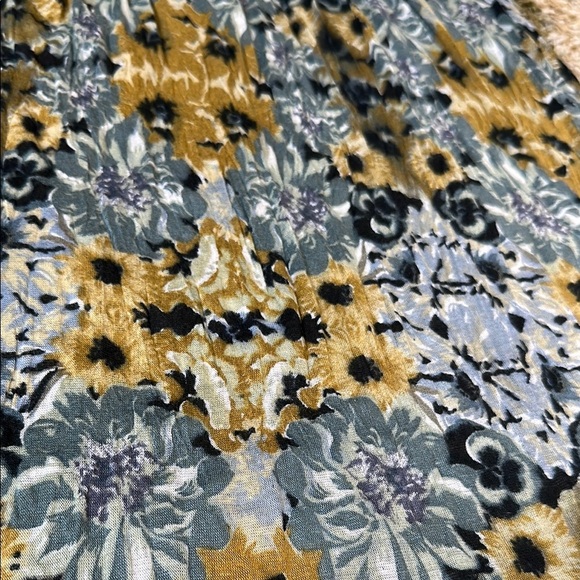 Shawl, Stole, Scarf, Wrap Floral Patterned Navy Blue with Golden Hues 22" x 84" - Picture 2 of 6